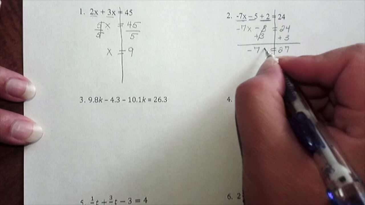 Solving Equations With Combining Like Terms