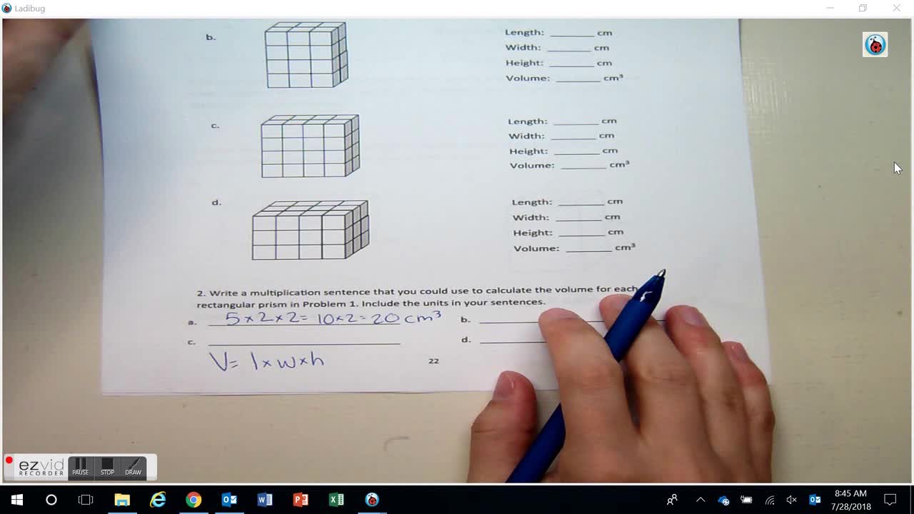 Volume using Multiplication Problem Set Day 7 