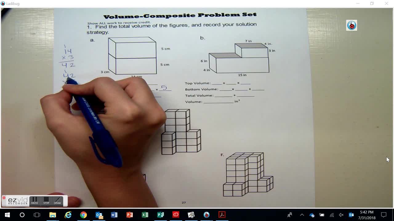 Volume of Composite Figures: Problem Set Day 8 