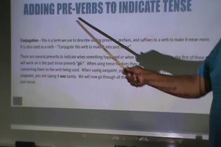 Adding pre-verbs to indicate tense