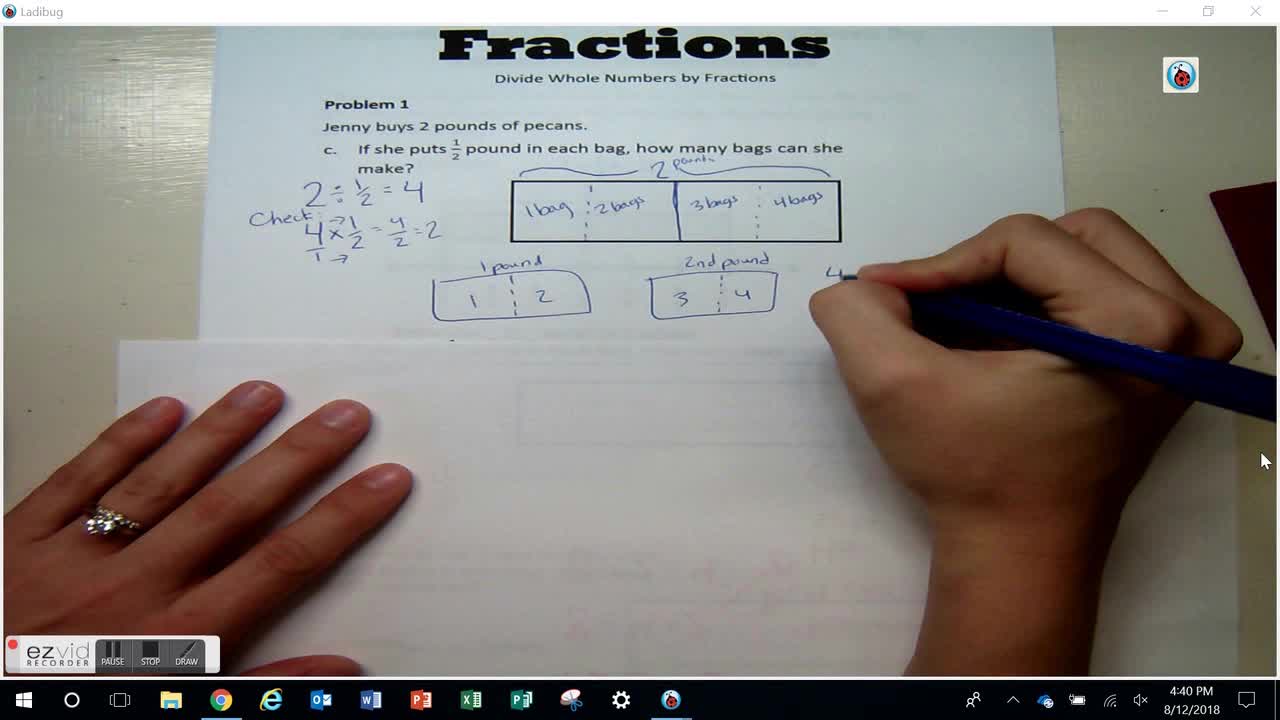 Dividing Whole Numbers by Fractions Day 20 