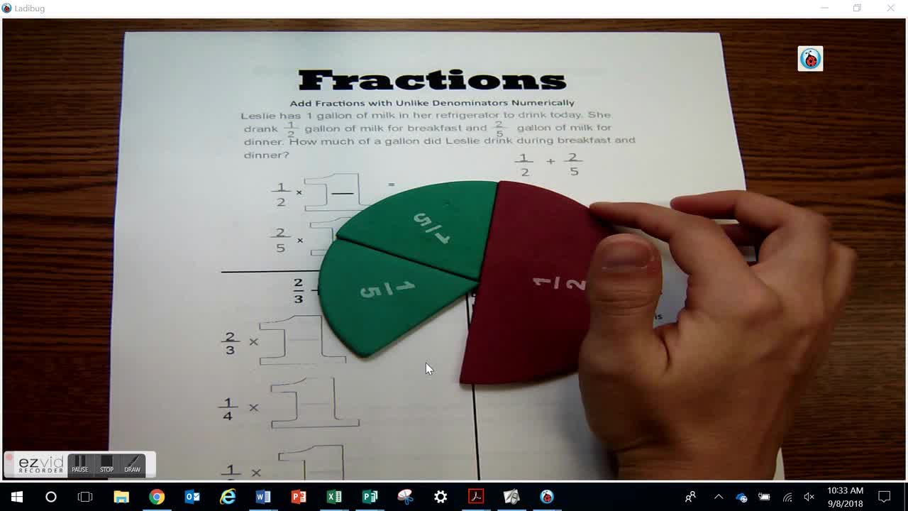 Add Fractions with Unlike Denominators Numerically Day 33 