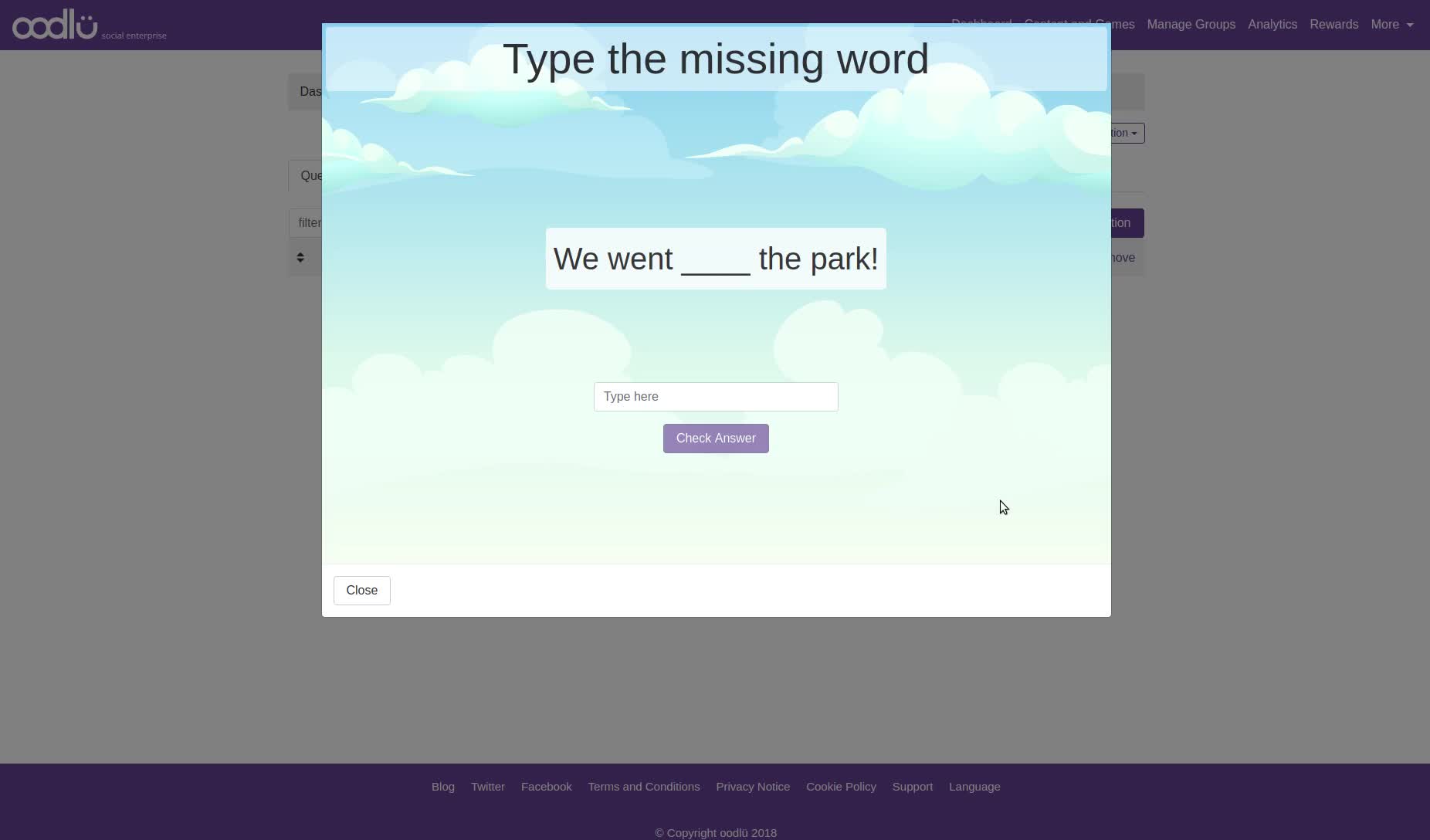 Creating Type The Missing Word Questions