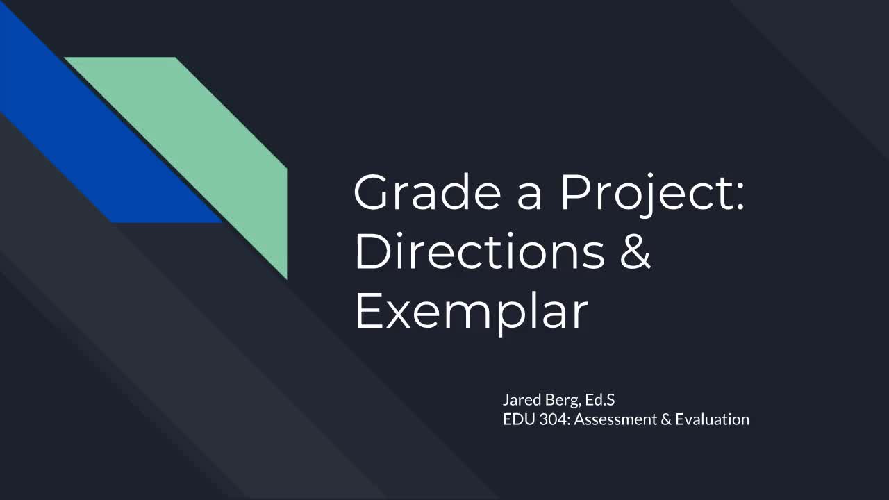 Grade a Project Directions and Example