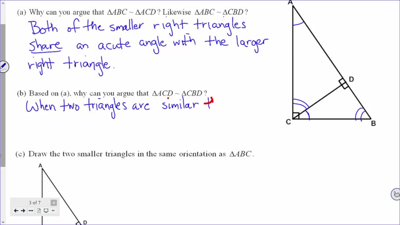 Common Core Geometry Unit 7 Lesson 11 Right Triangles and Similarity