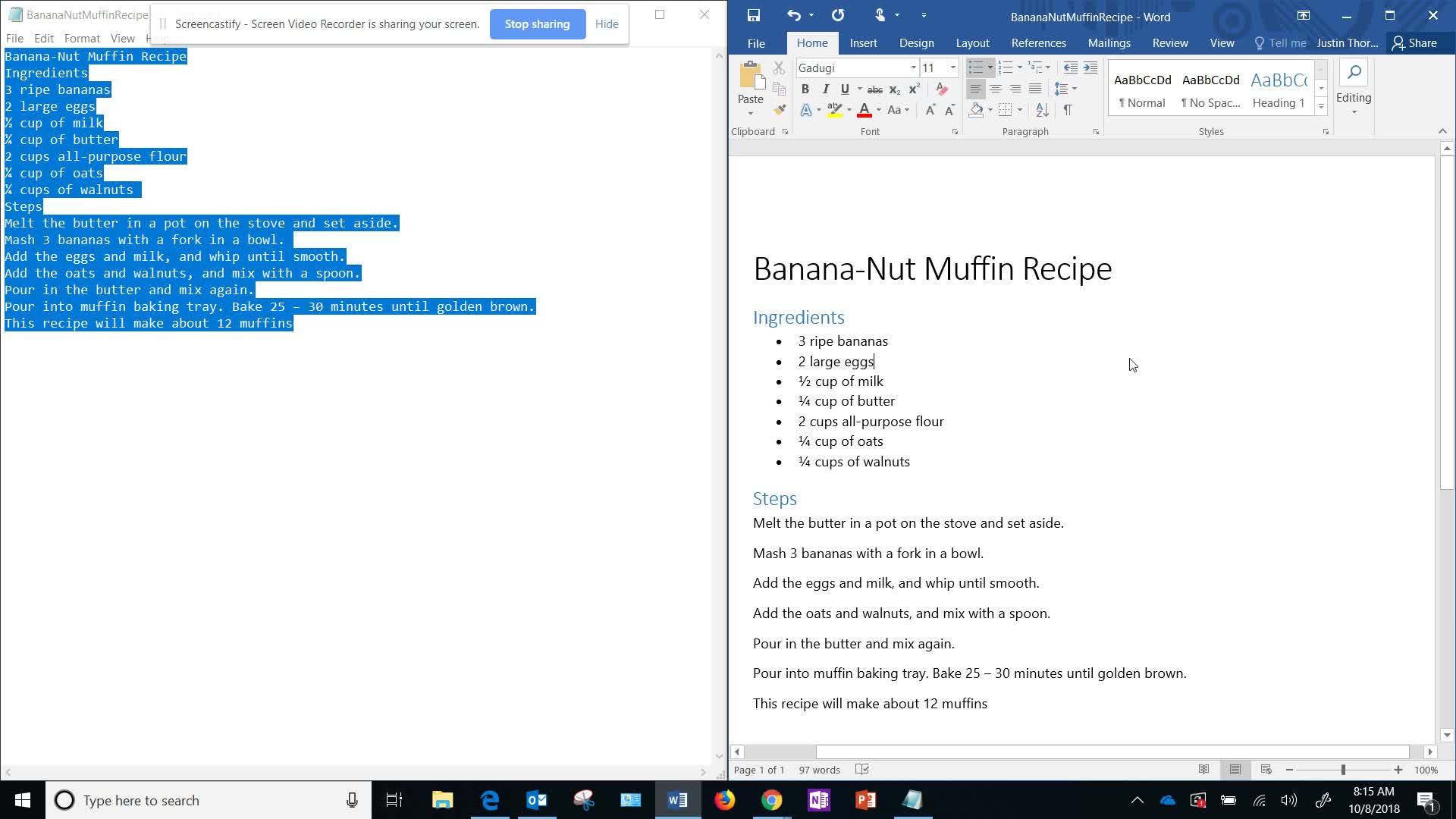 BananaNutMuffin Instructions