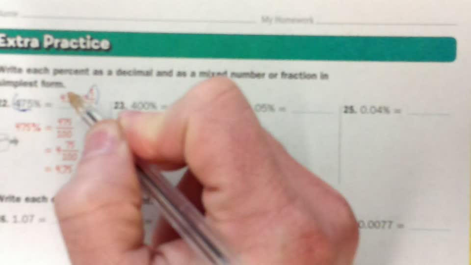 Percents and Decimals pg 123-124