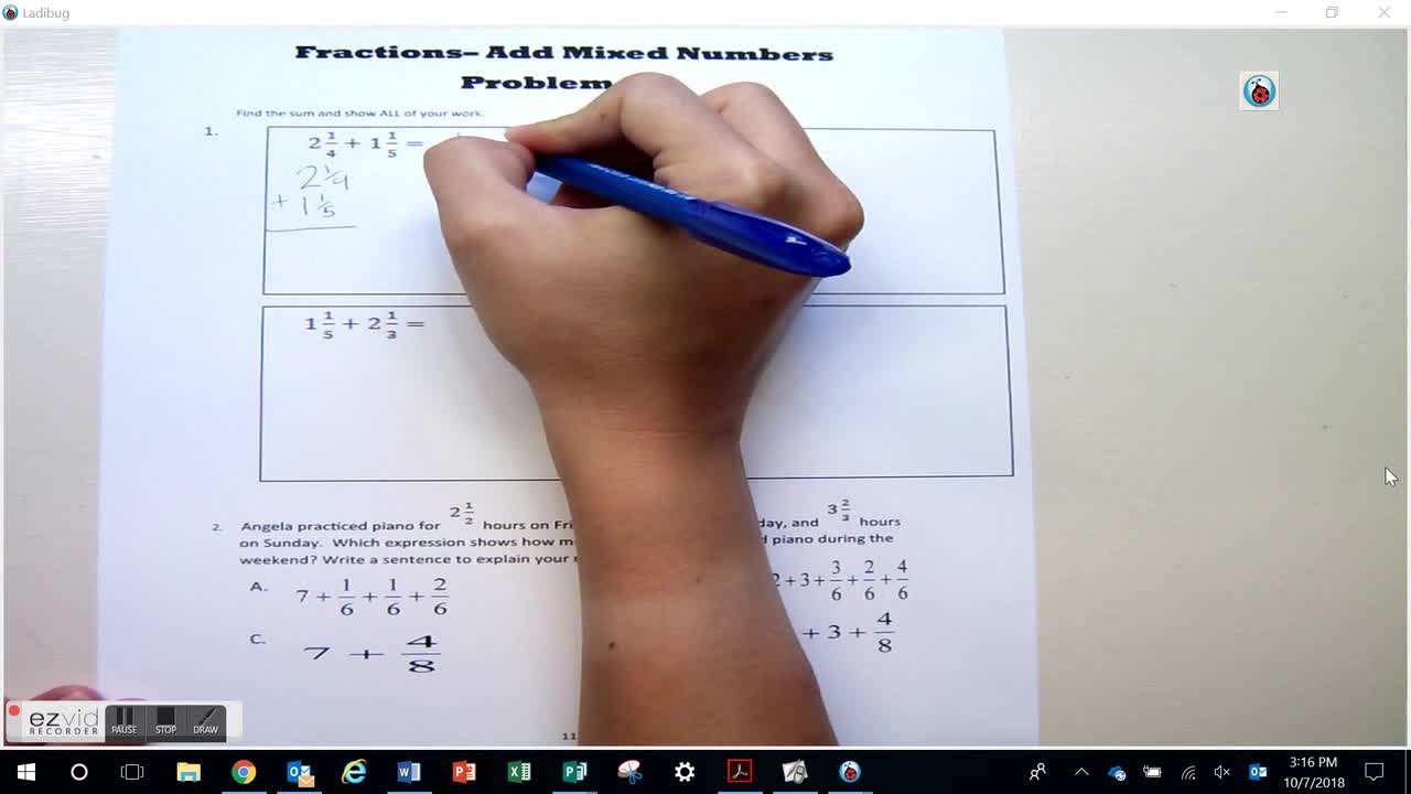 Add Mixed Numbers:Problem Set Day 36