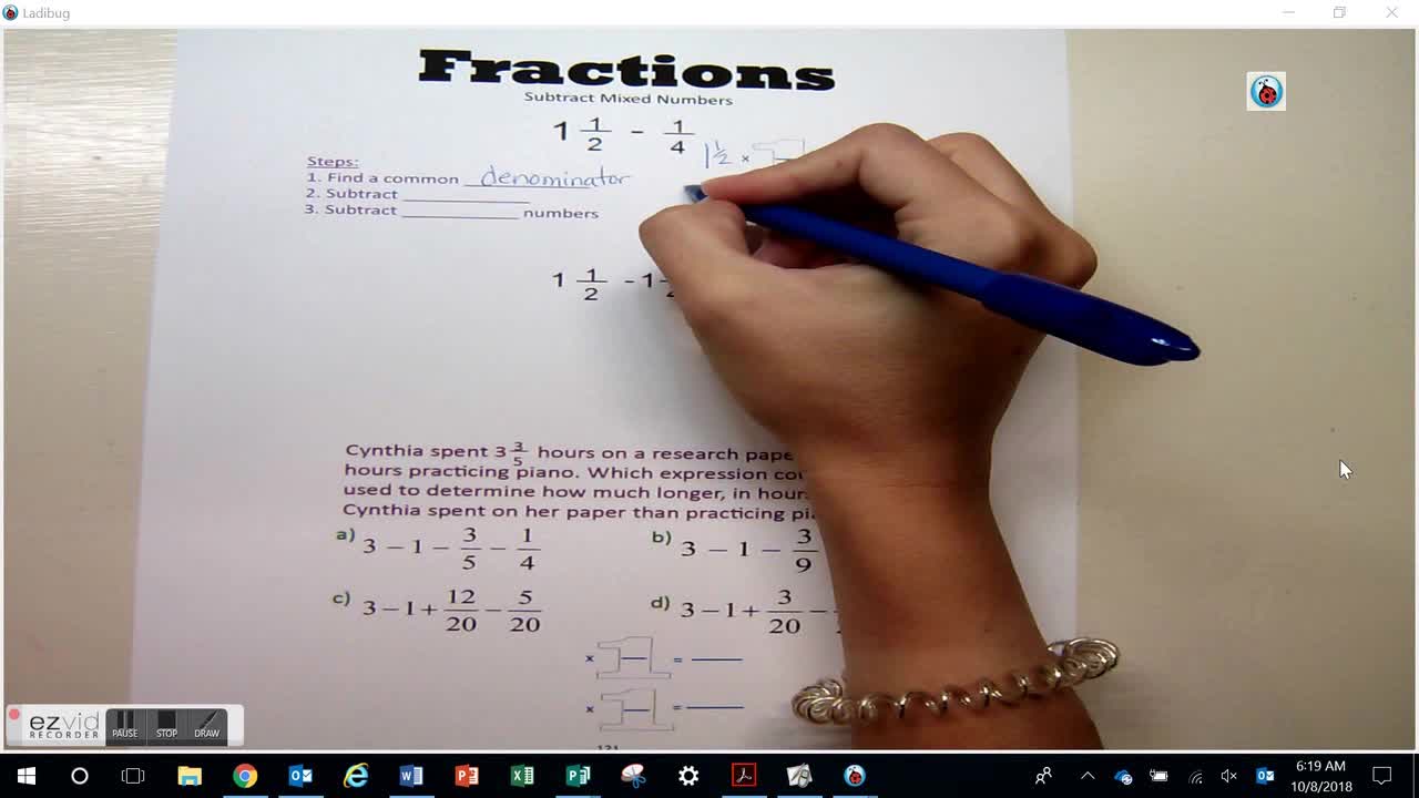 Subtract Mixed Numbers Day 37