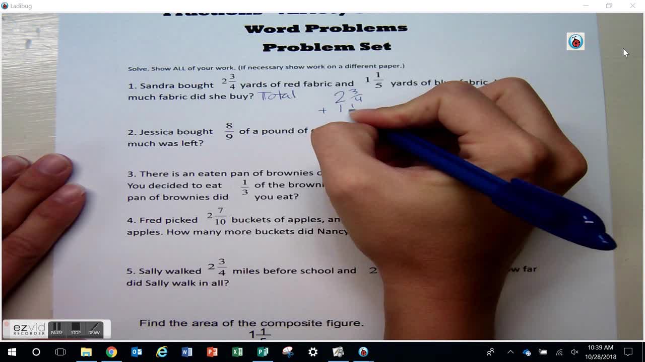 Variety of Fractional Word Problems: Problem Set Day 41