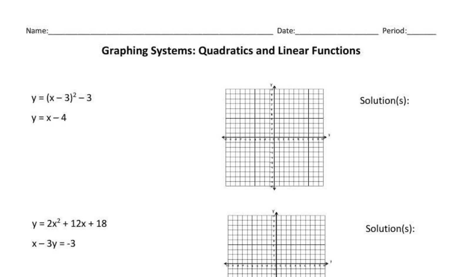 Systems with a Quadratic and Linear Function