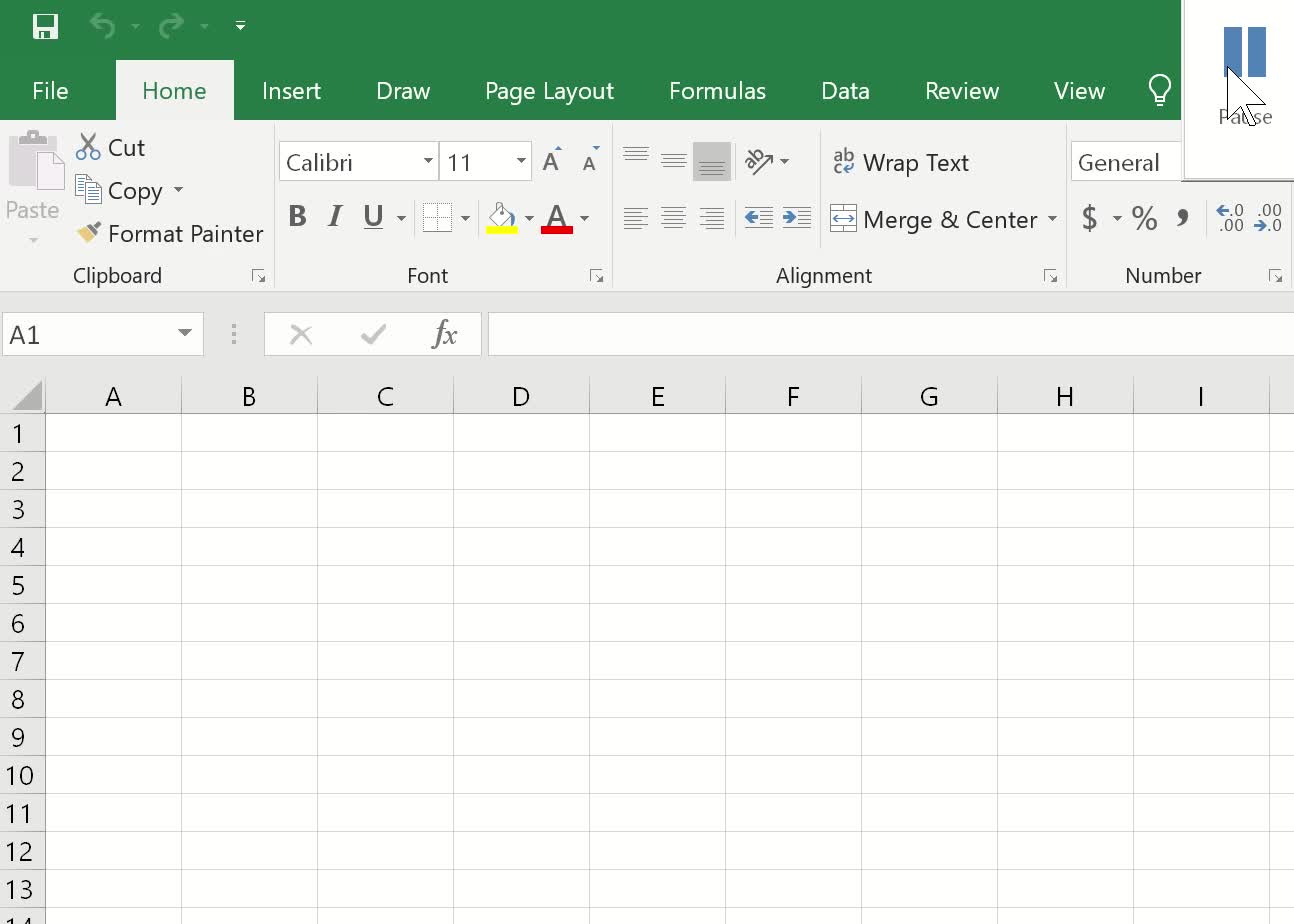 Excel Data Table Setup 