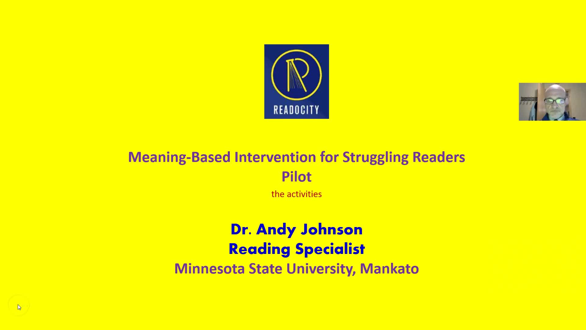 Meaning-Based Intervention for Struggling Readers: The Activities