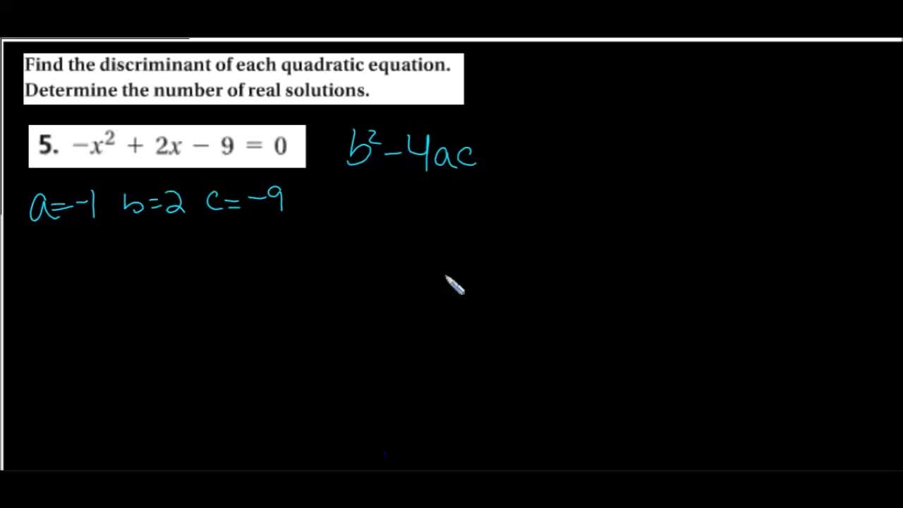 Spanish support video: Using the Discriminant to determine quadratic real solutions