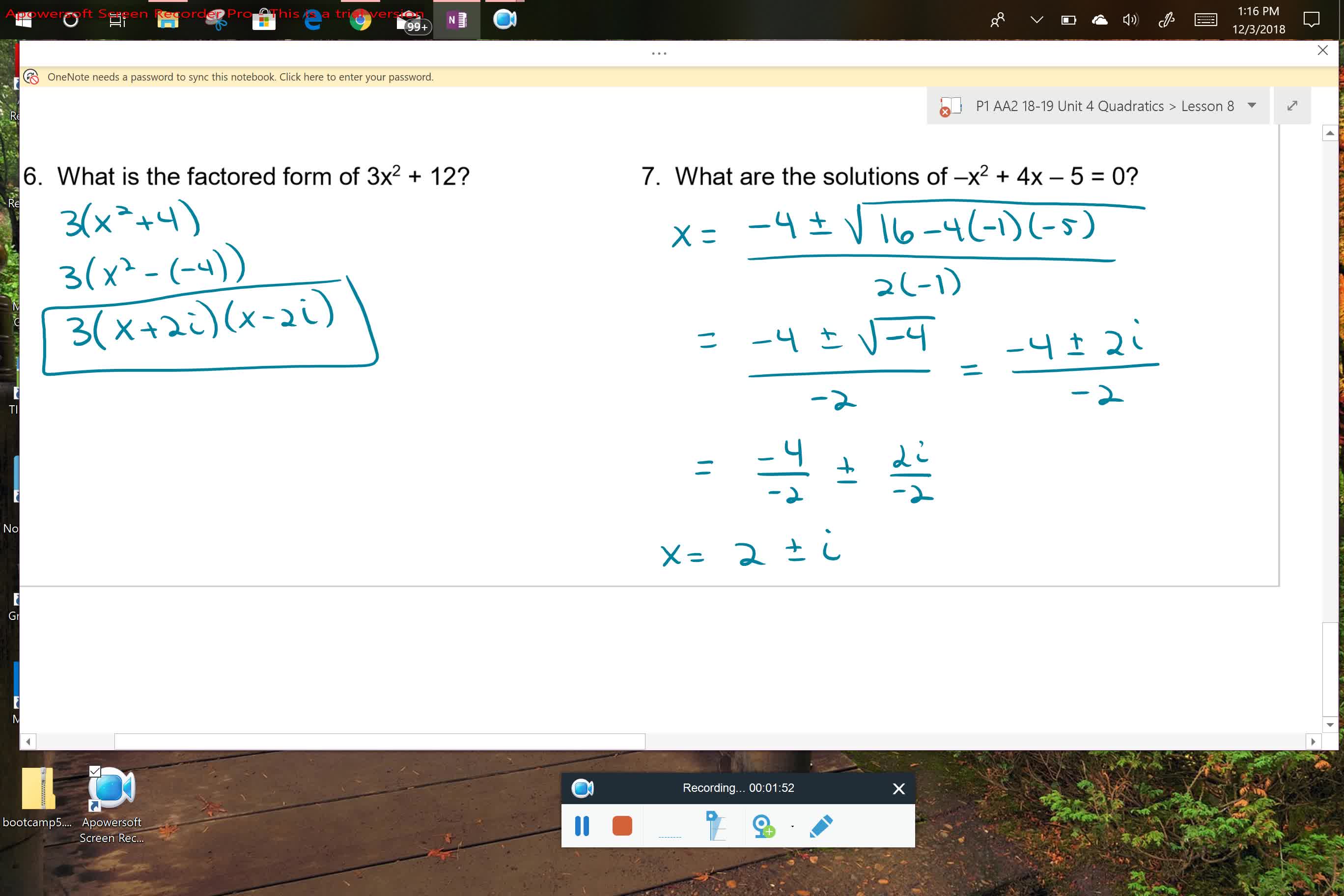 AA2 U4L8 Factoring and Equation Solving with Imaginary Numbers