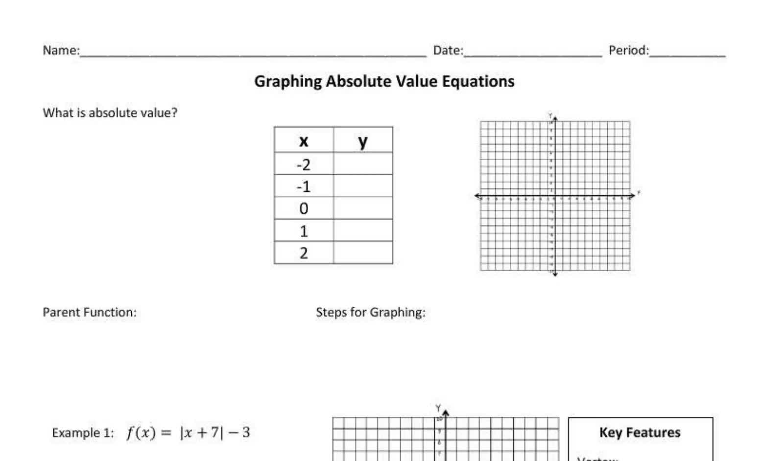Graphing Absolute Value Functions (Regular)