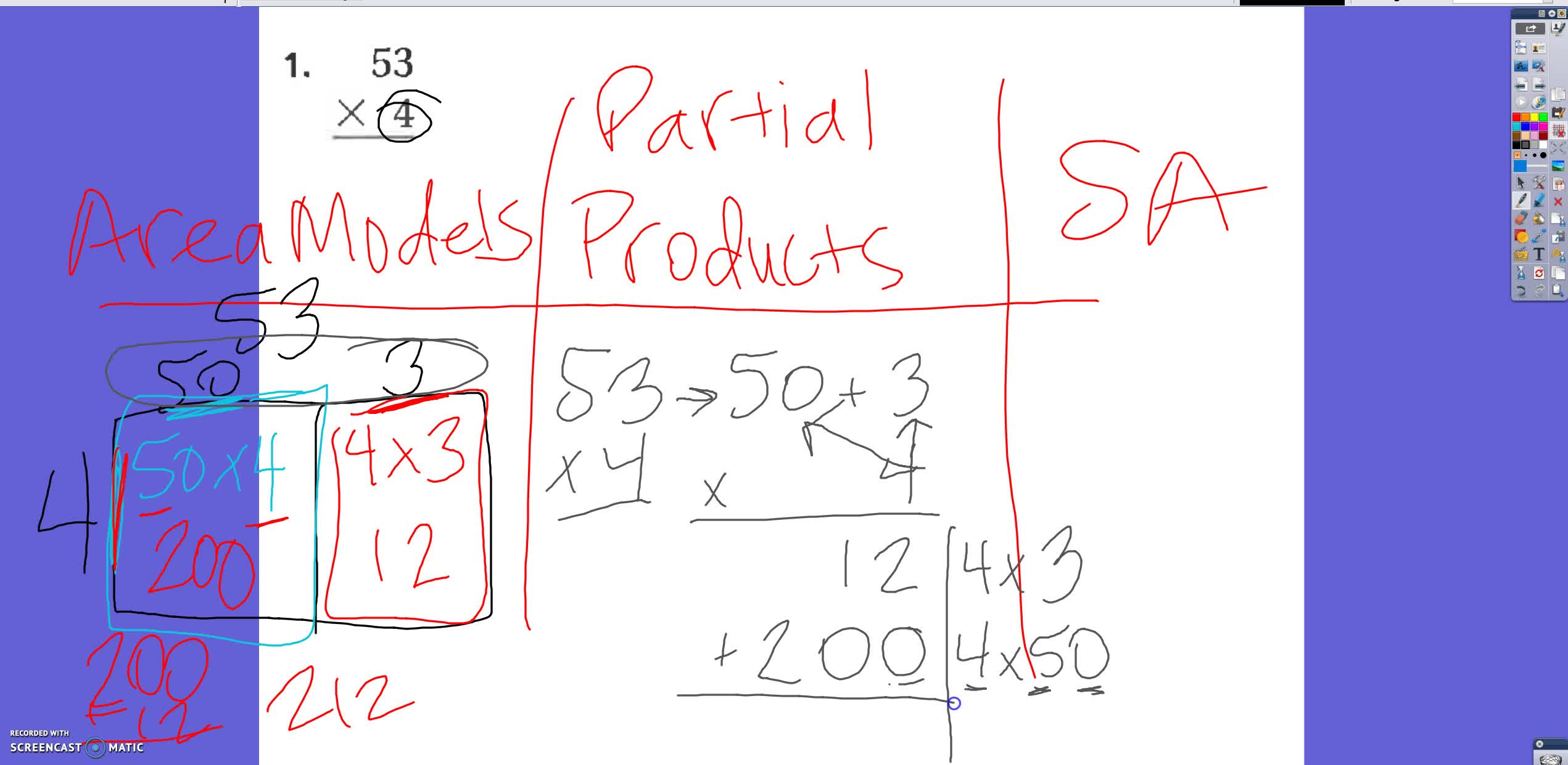 2 digit by 1 digit multiplication strategies