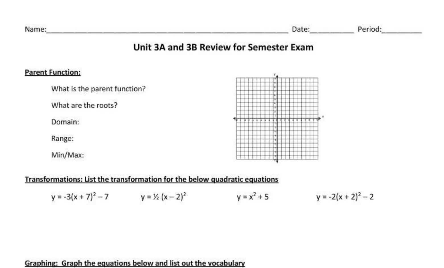 Unit 3A and 3B Final Semester Review