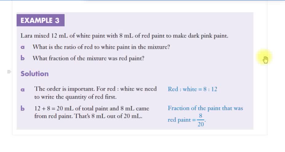 Relationship between fractions and ratios