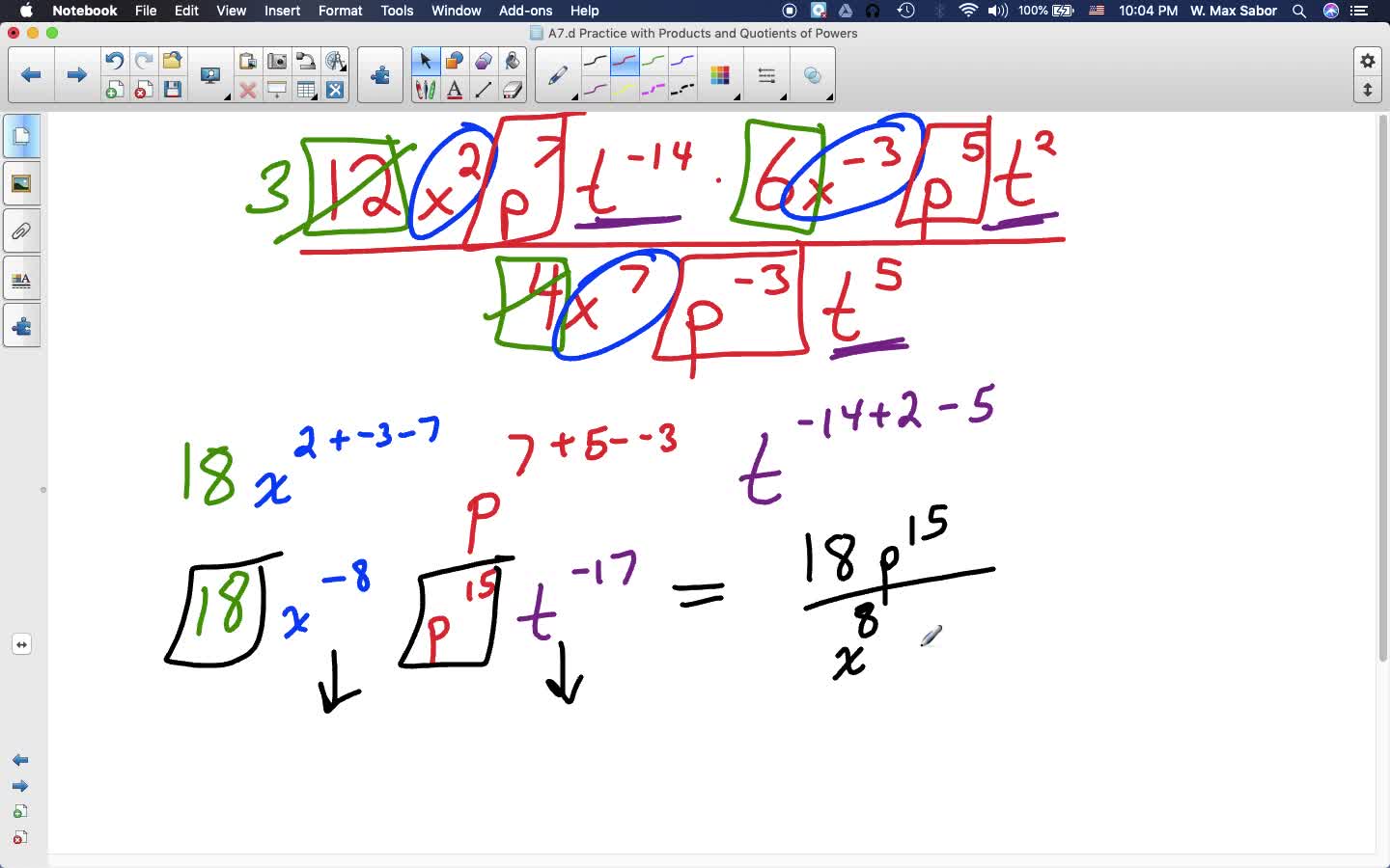 A7.d Practice with Products and Quotients of Powers