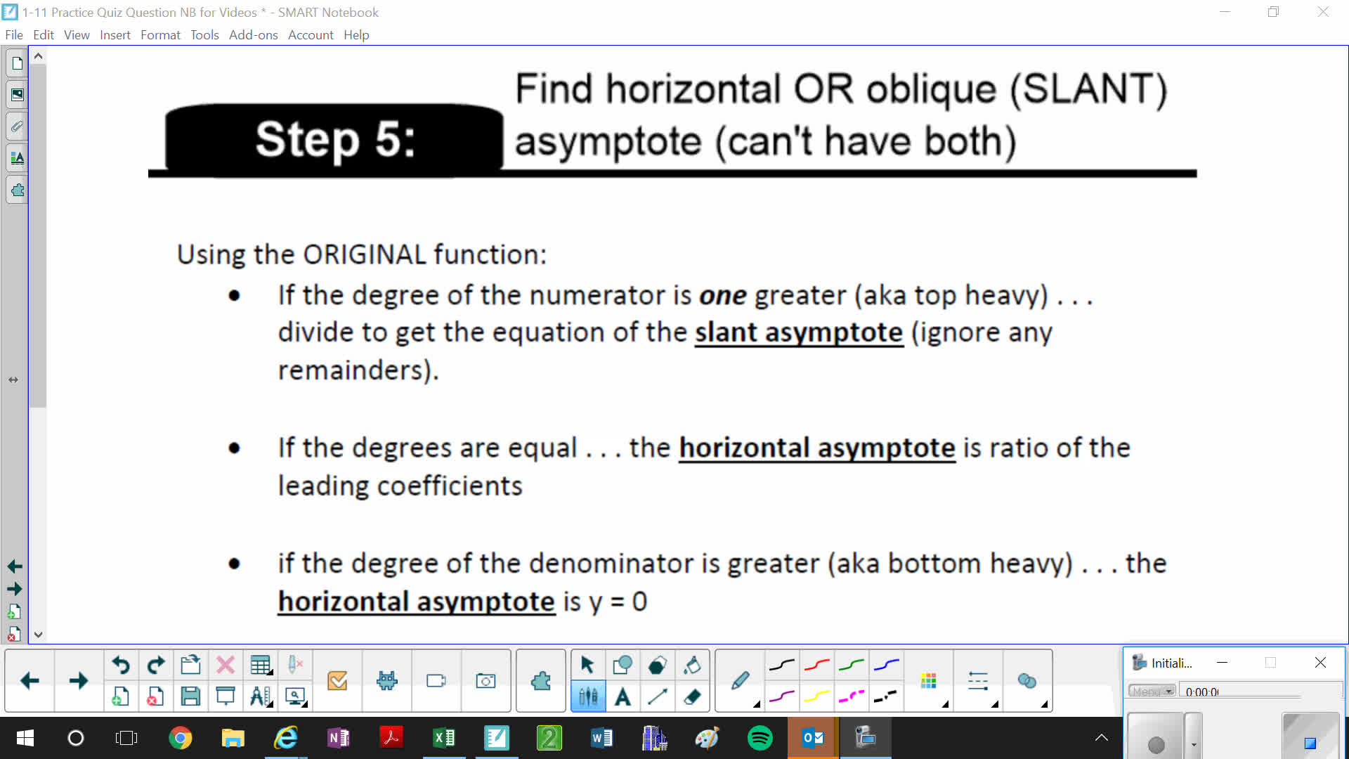 Finding the Horizontal OR Slant Asymptote of a Rational Function