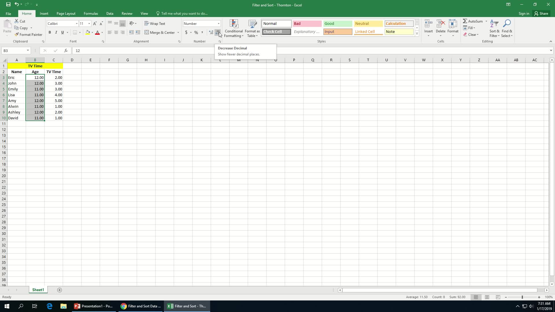 Filter and Sort Instructions