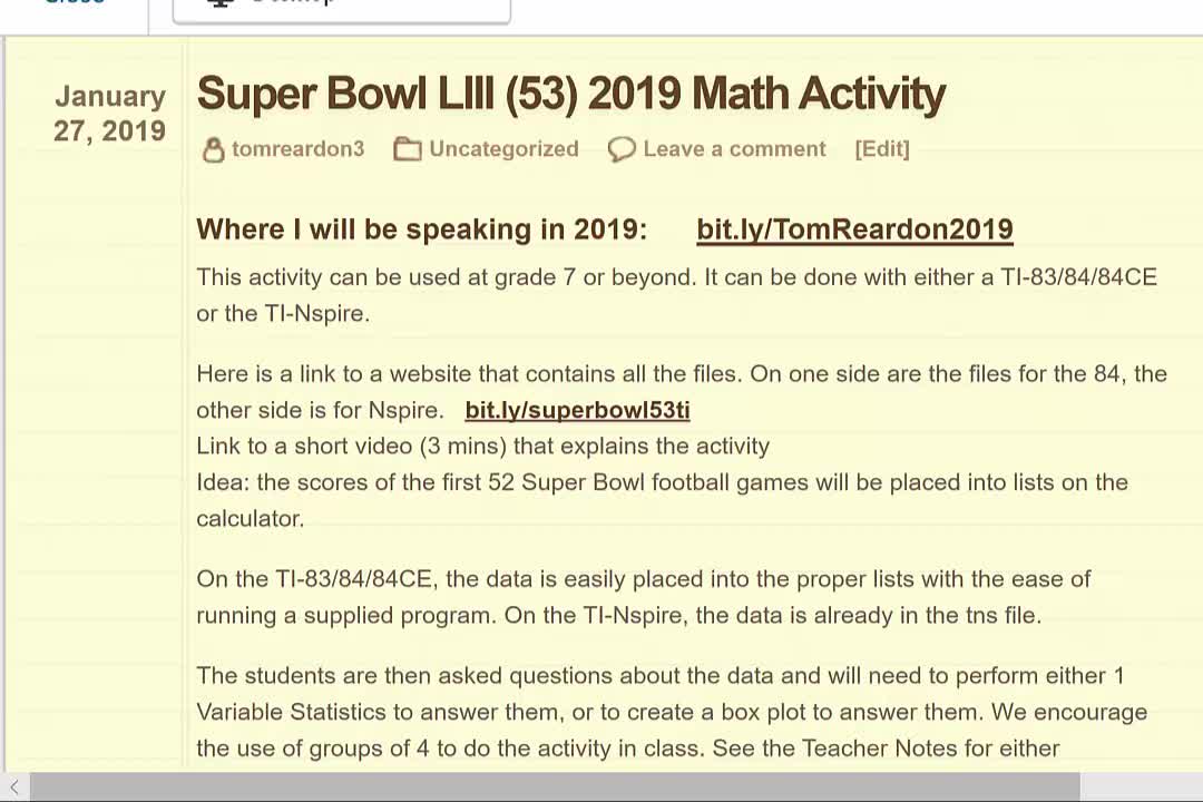 Super Bowl 53 Math Activities and Fun Facts Grades 7 thru 12