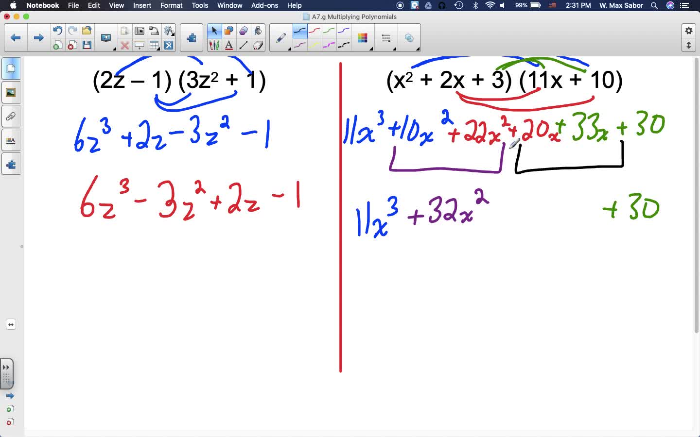A7.g Multiplying Polynomials