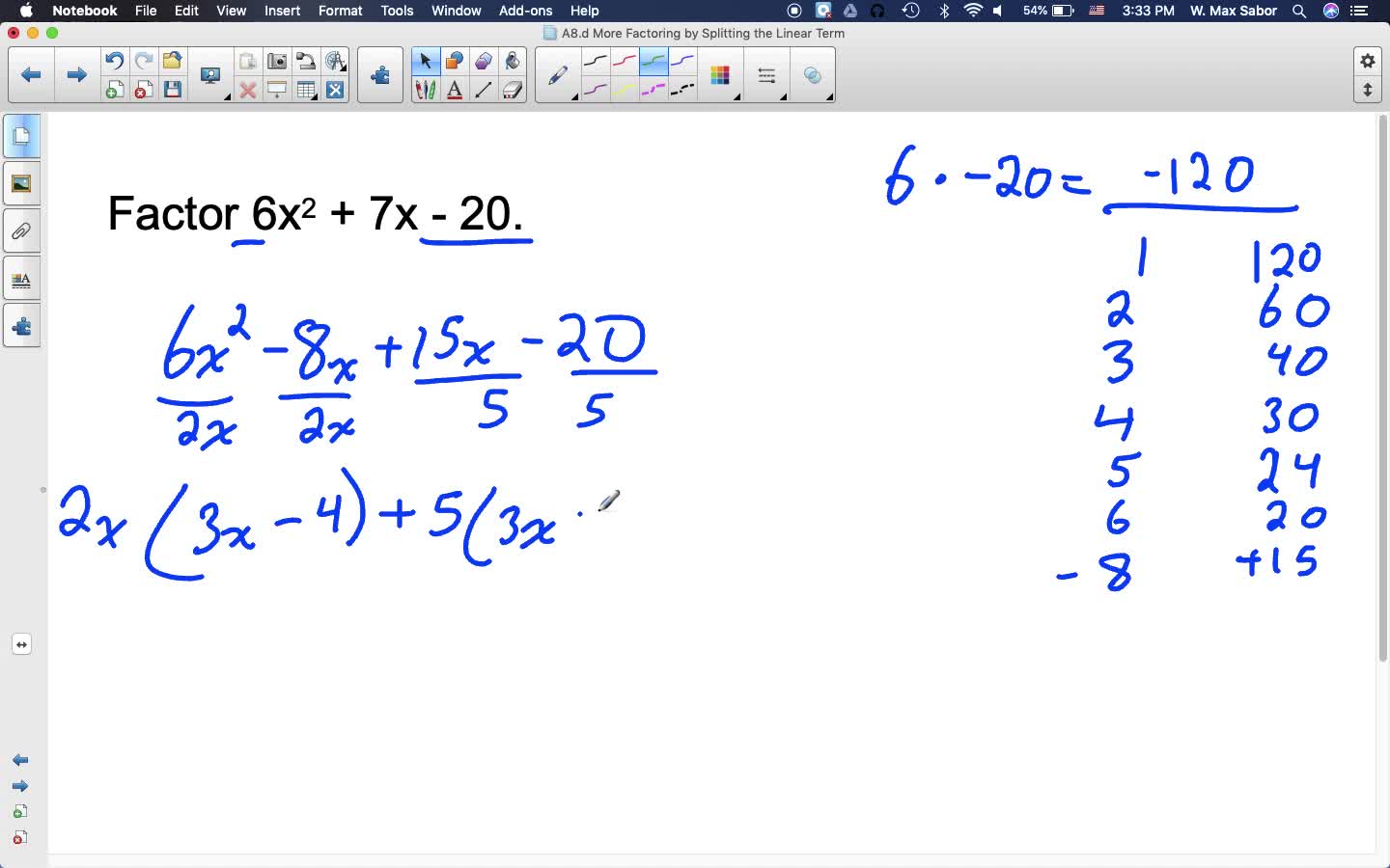 A8.d More Factoring by Splitting the Linear Term