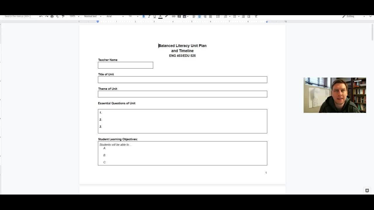 Balanced Literacy Unit Plan