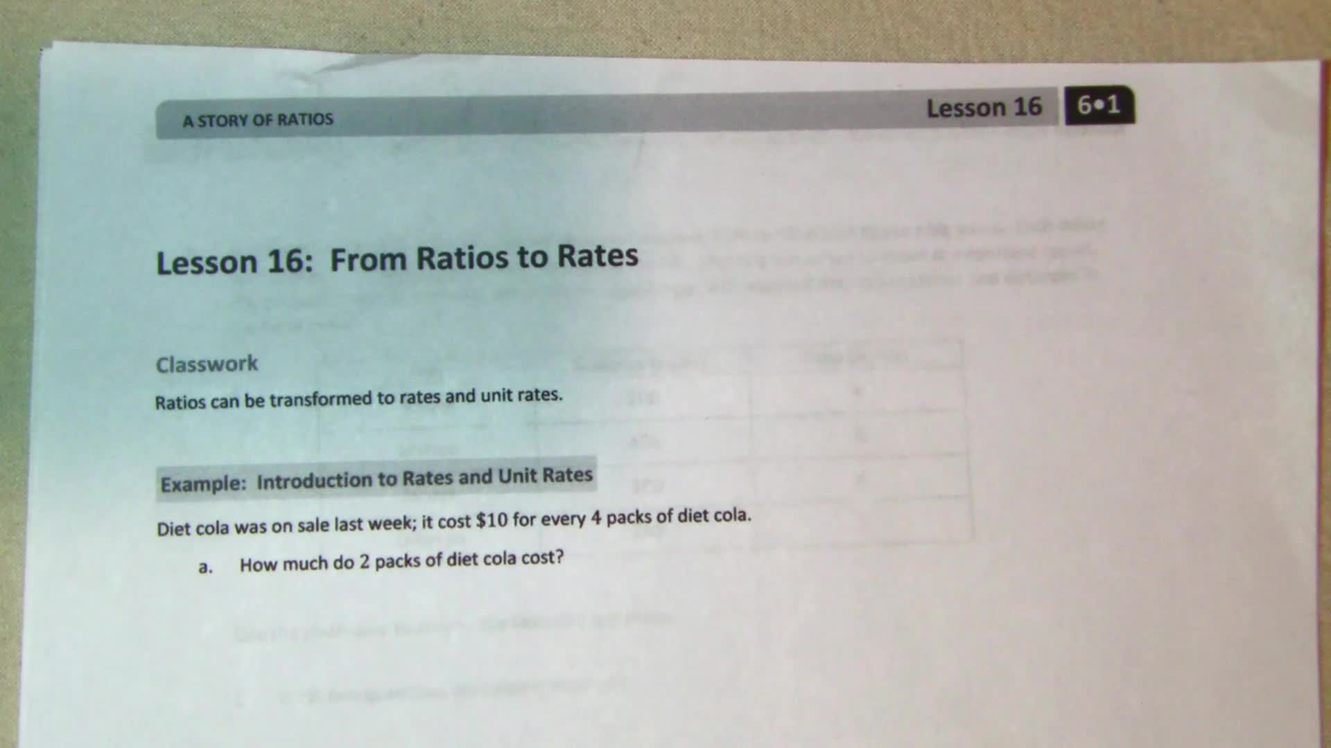 Grade 6, Module 1 - Lesson 16