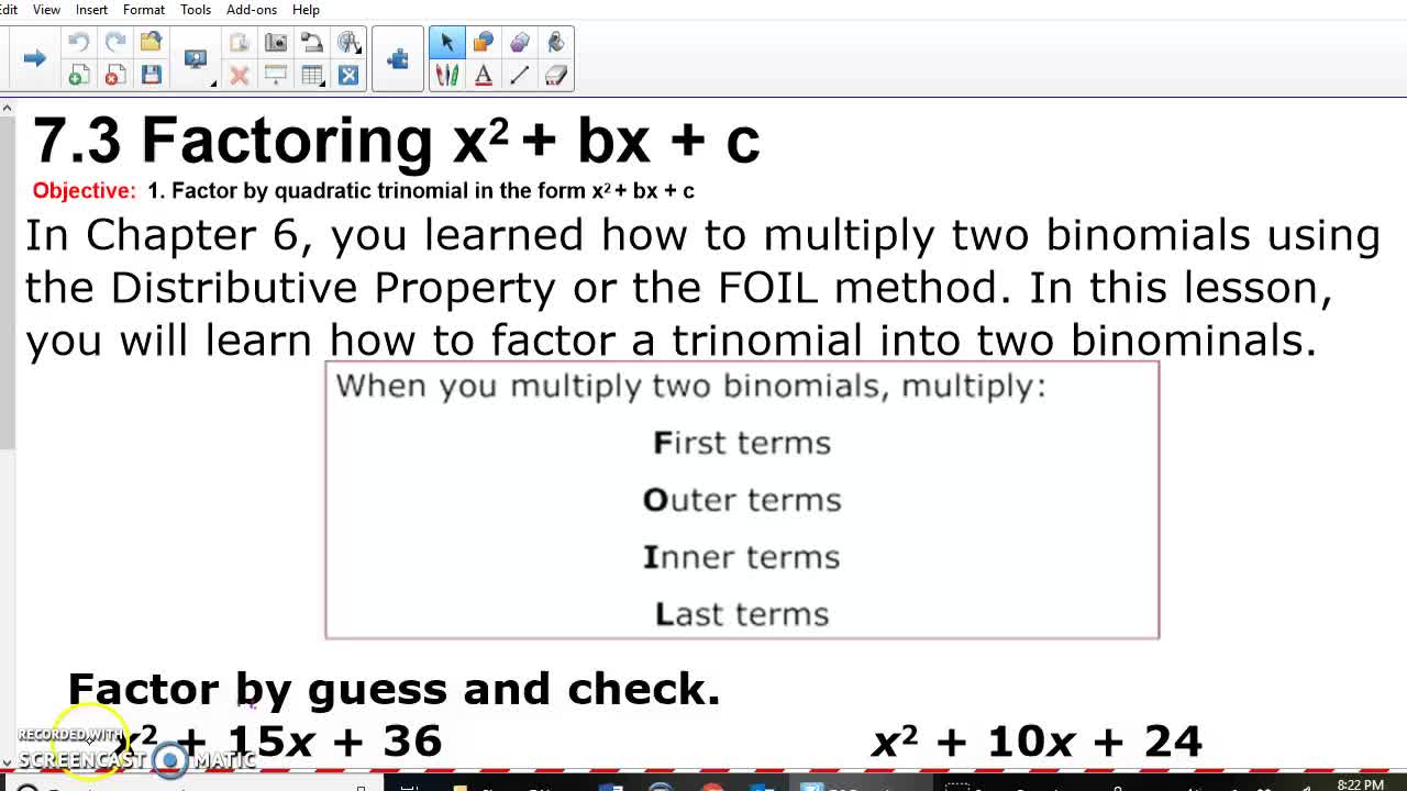 7 3 Factoring X2 Bx C