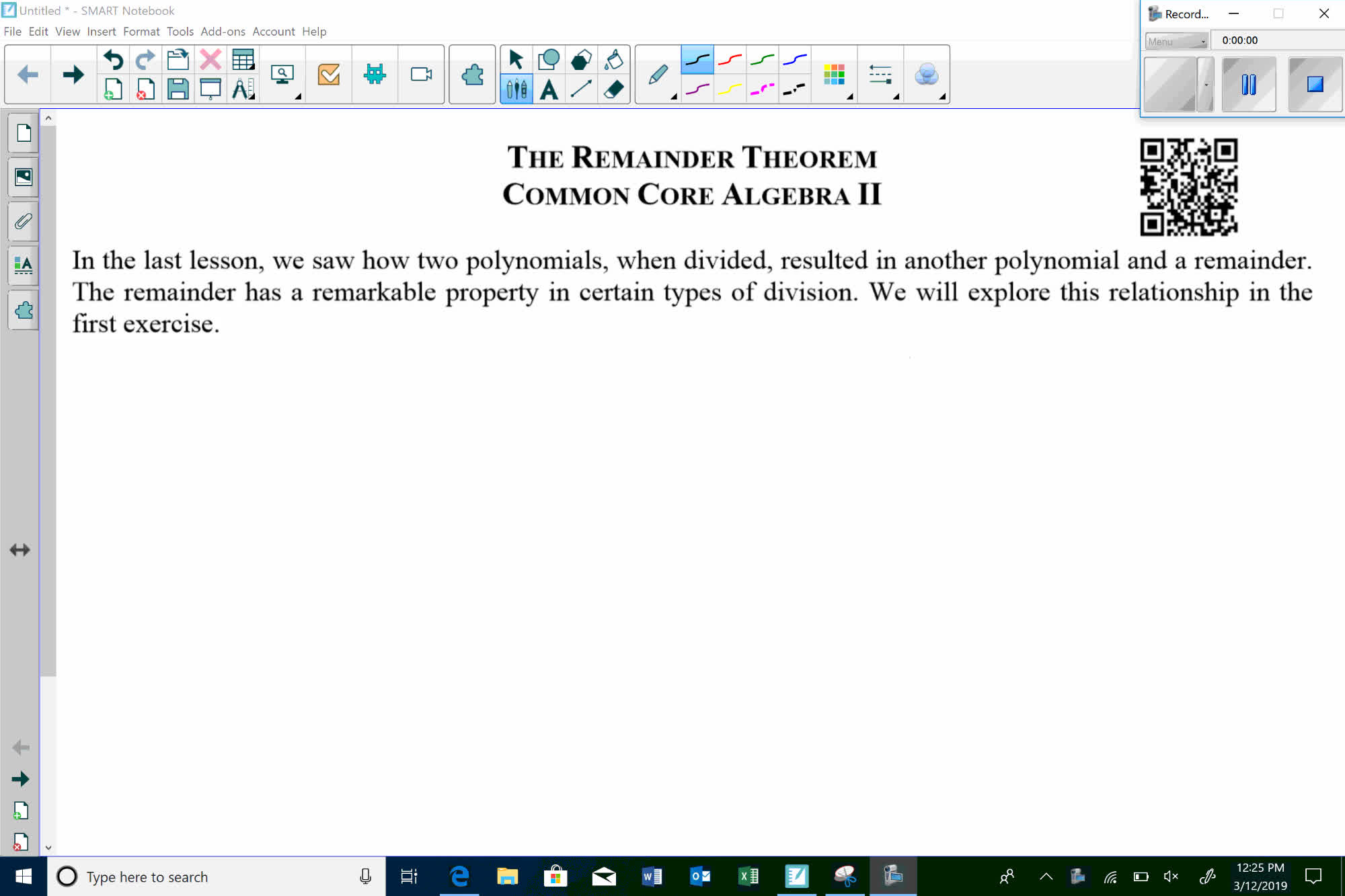 Unit 10 - Lesson 11 "The Remainder Theorem"