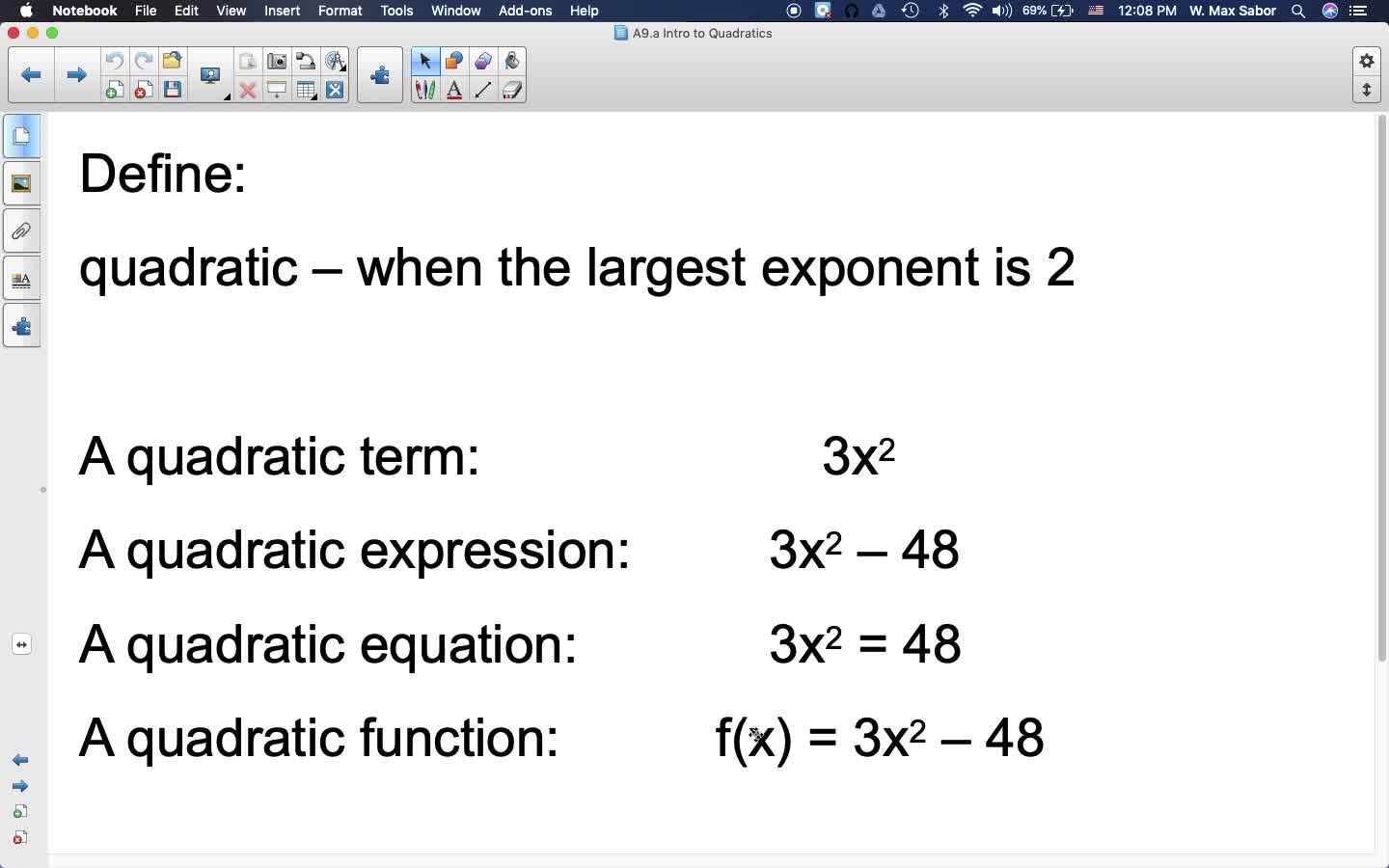 A9.a Intro to Quadratics