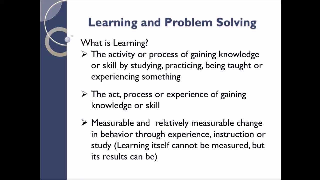 Learning and Problem solving 