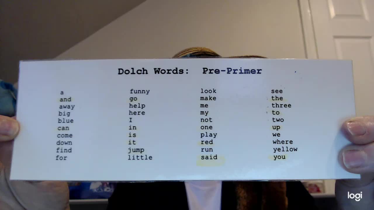 Sight Word Drill:  Preprimer Words part three