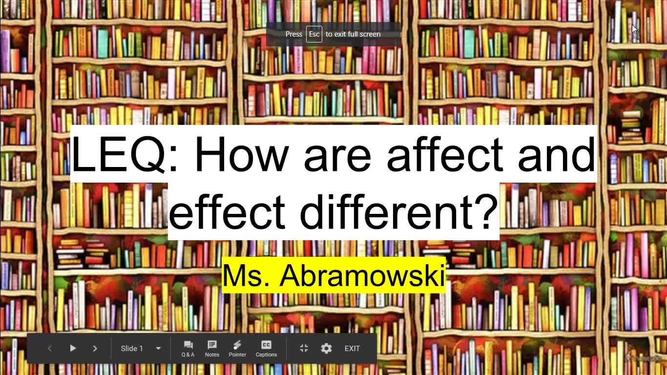 Affect vs. Effect Lesson