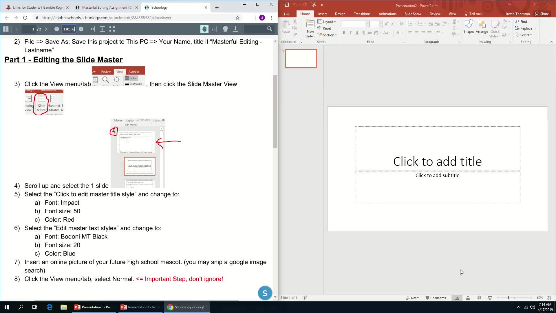 Part 1 - Slide Master Instructions