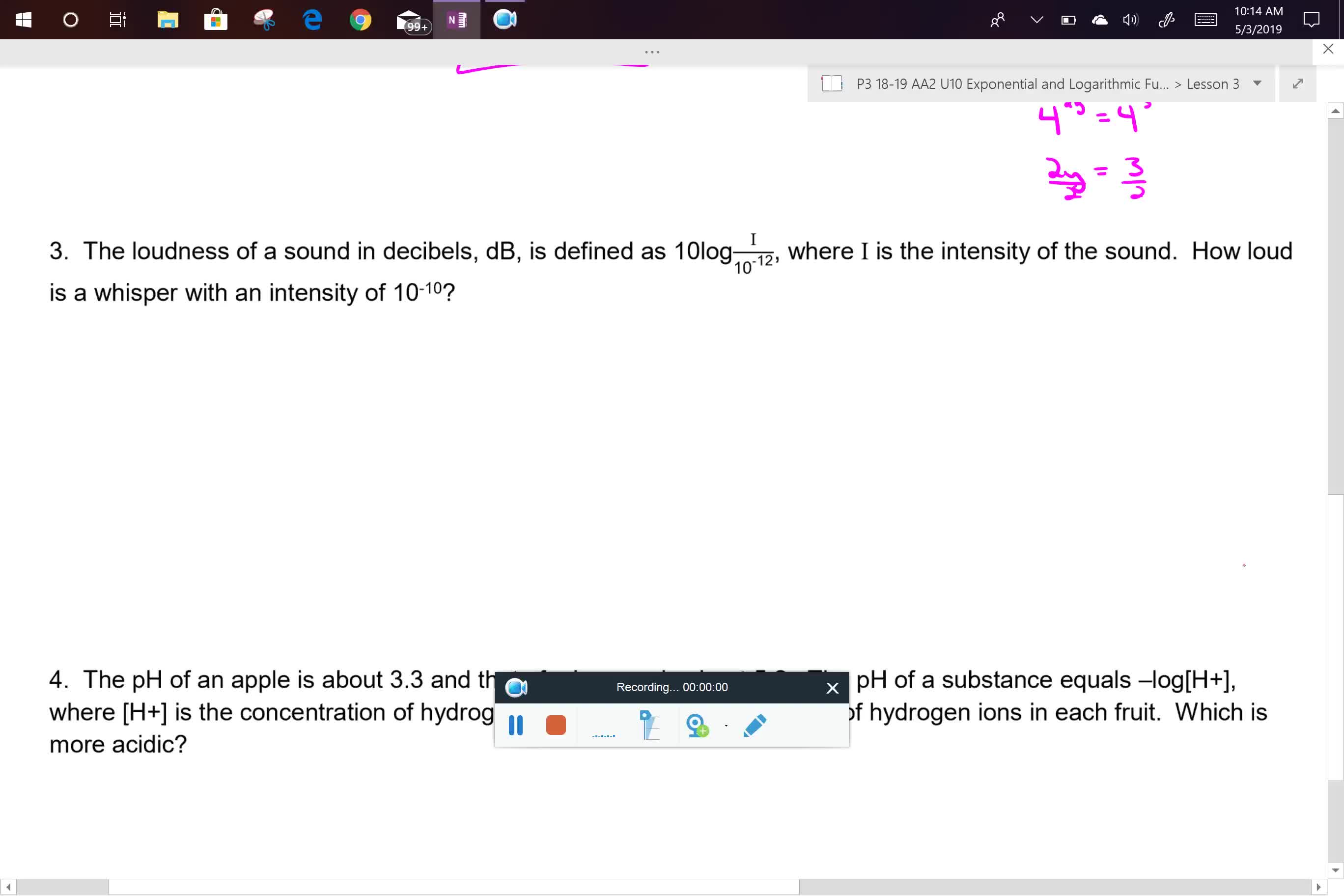 AA2 U10L3 class notes problems 3 and 4