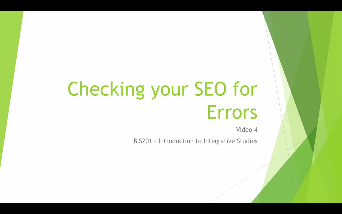  Tutorial 4 – Checking your SEO for errors