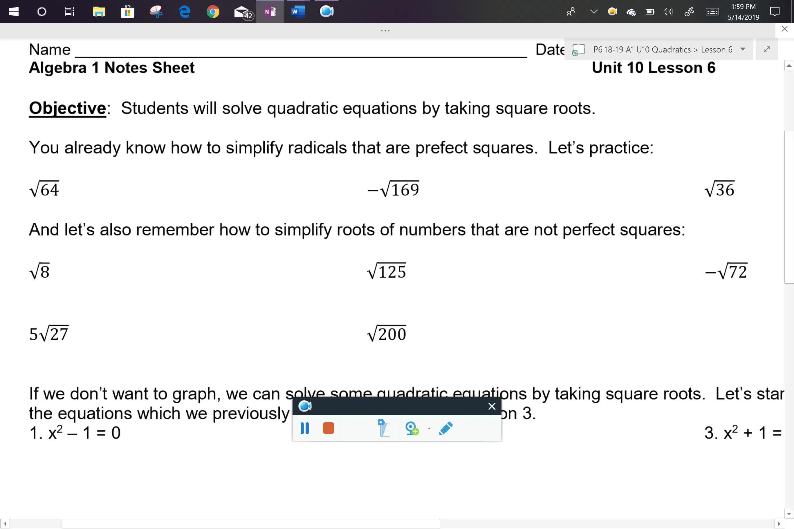 A1 U10L6 notes part 1