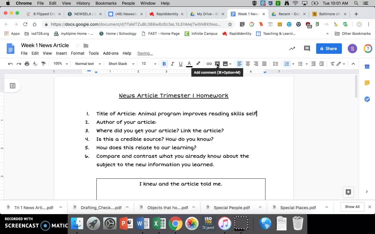 Questions 1-4 Newsarticle Homework