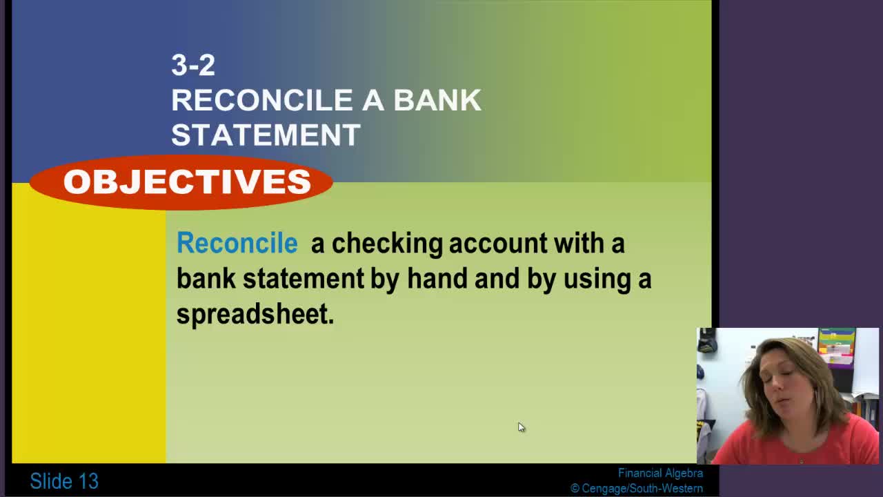 Lesson 3-2: Reconcile a Bank Statement