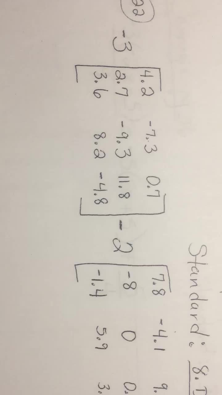 Matrices-Video1of6-Multiply, Add, Subtract Decimals