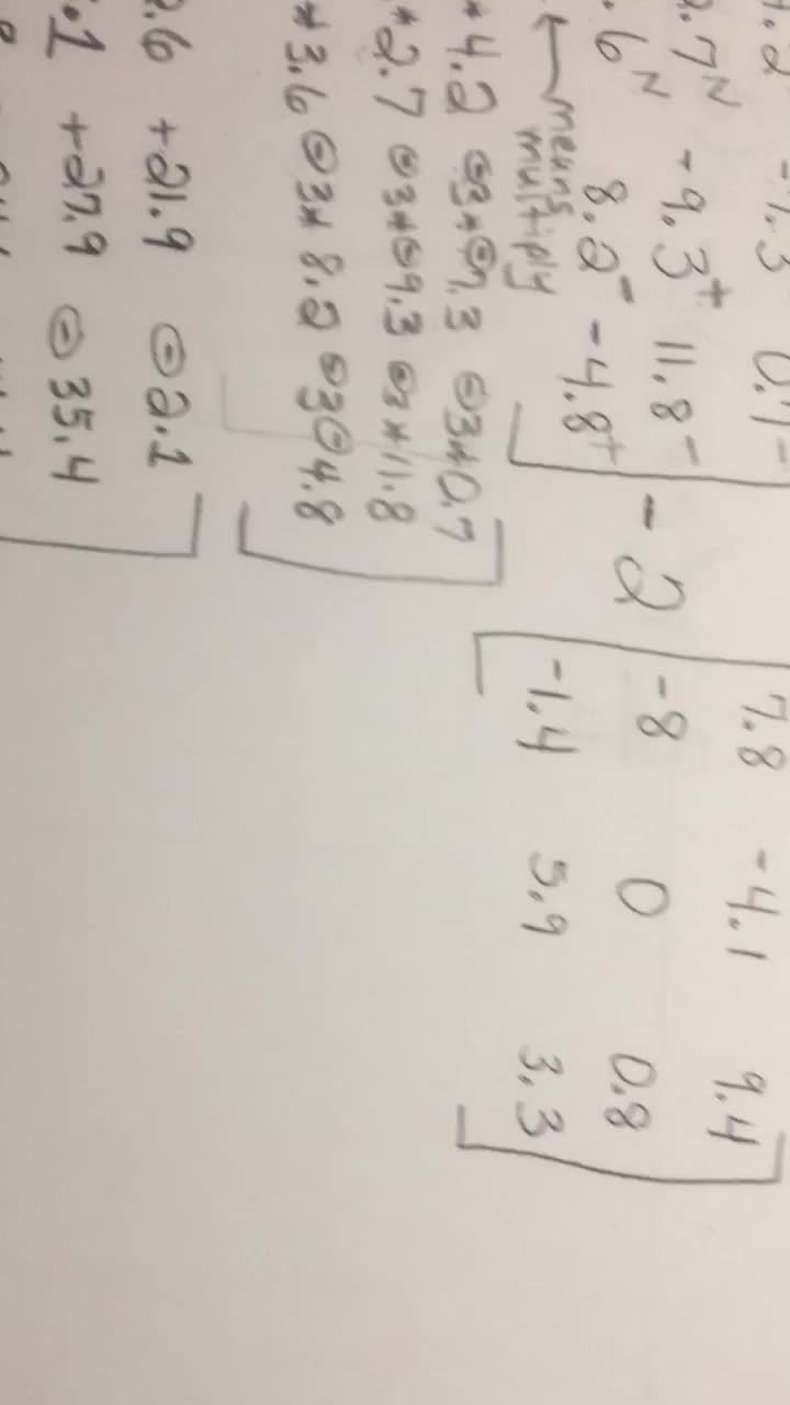 Matrices - Video 5 of 6 - Multiply, Add, Subtract Decimals