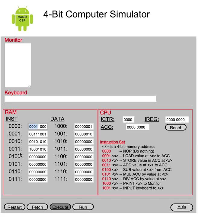 4-Bit Computer Simulator