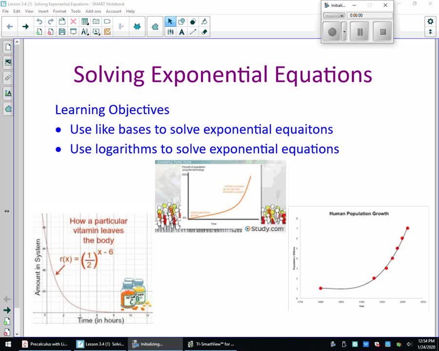 Precalculus Lesson 3.4 Solving Exponential Equations With Like Bases