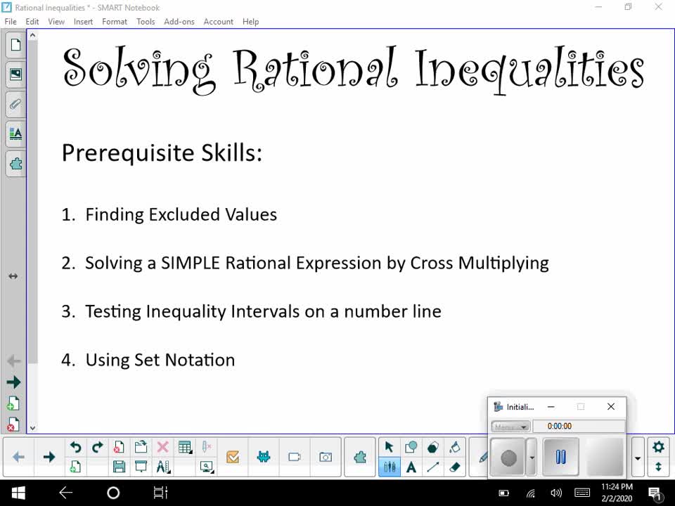 Solving Rational Inequalities Prerequisite Skills