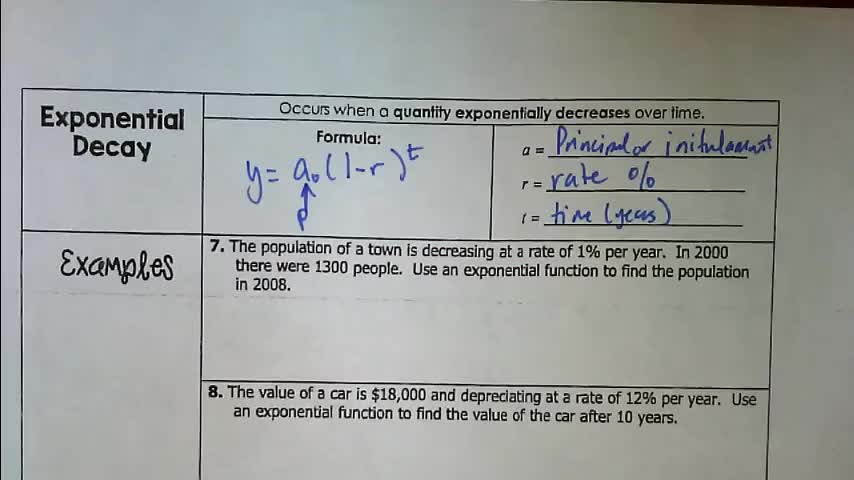 Exponential Growth and Decay Application Problem #2