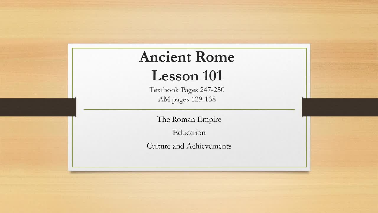 Ancient Rome Lesson 101 